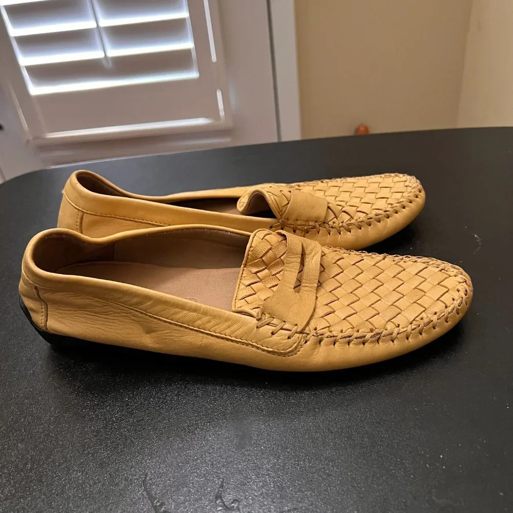 Robert Zur Petra Leather Driving Loafers yellow size 10